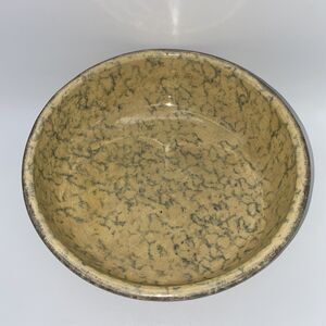 Vintage Yellow Spongeware 9.5”x3” Decor/ Serving Bowl